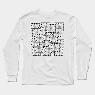 Flowers in squares layered pleasing pattern doodle hand drawn design Long Sleeve T-Shirt